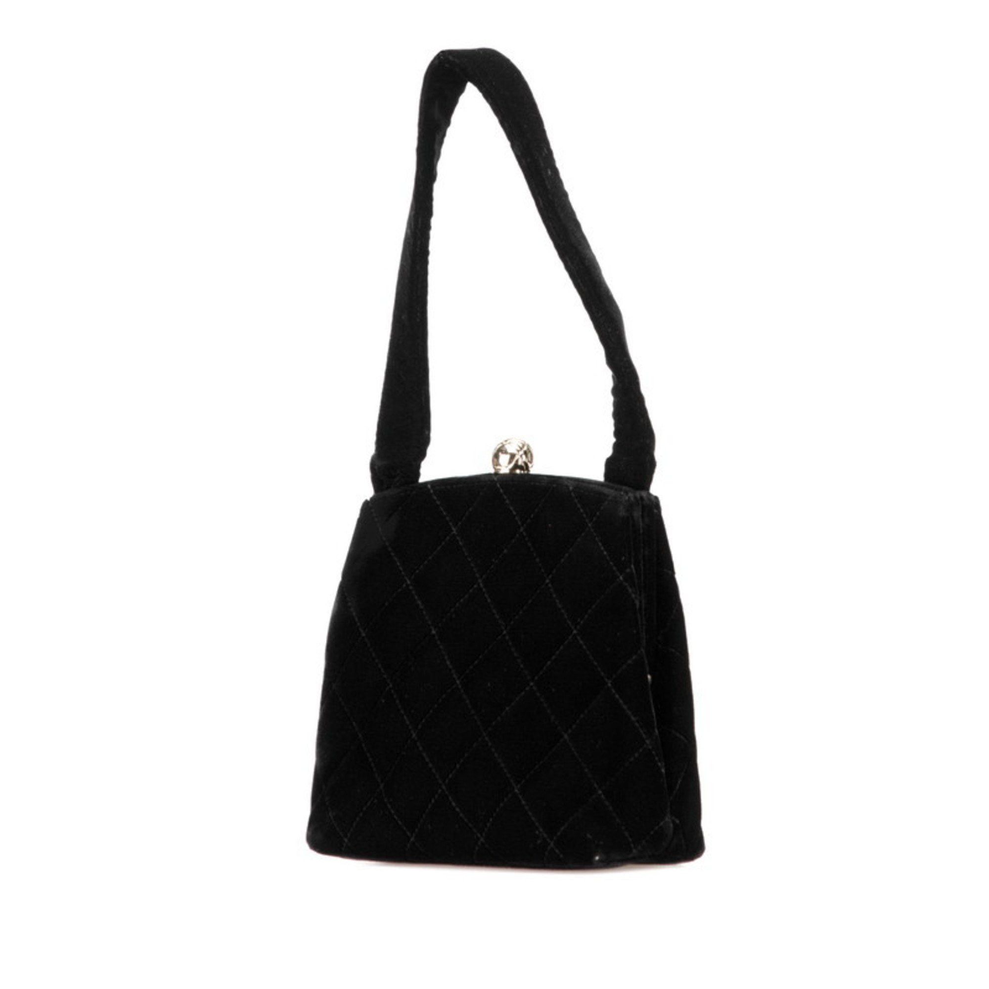 Chanel CHANEL Matelasse Coco Mark Mini Handbag in Black Velvet for Women Size ONE SIZE - 2 Thumbnail