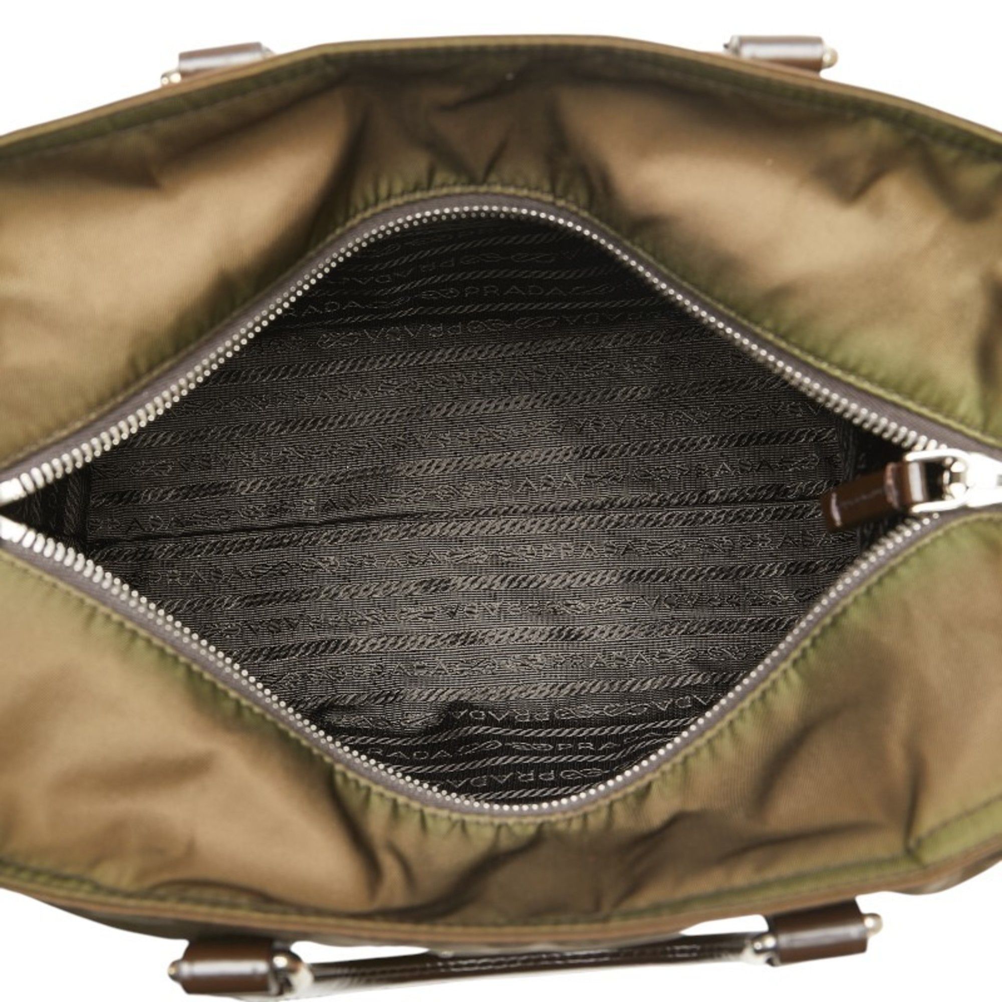 Prada Prada Triangle Logo Plate Handbag/Shoulder Bag, 2-Way, BN1066, Khaki, Brown, Nylon, Leather, Women's, PRADA Size ONE SIZE - 10 Thumbnail