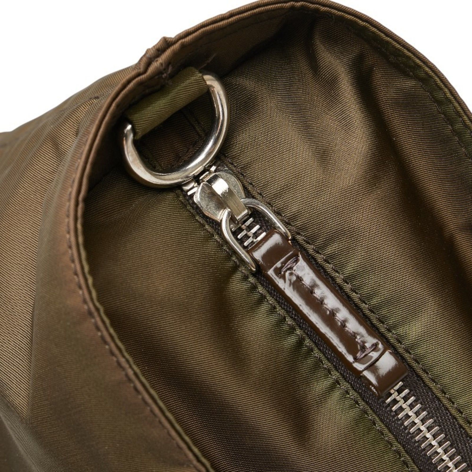 Prada Prada Triangle Logo Plate Handbag/Shoulder Bag, 2-Way, BN1066, Khaki, Brown, Nylon, Leather, Women's, PRADA Size ONE SIZE - 8 Thumbnail