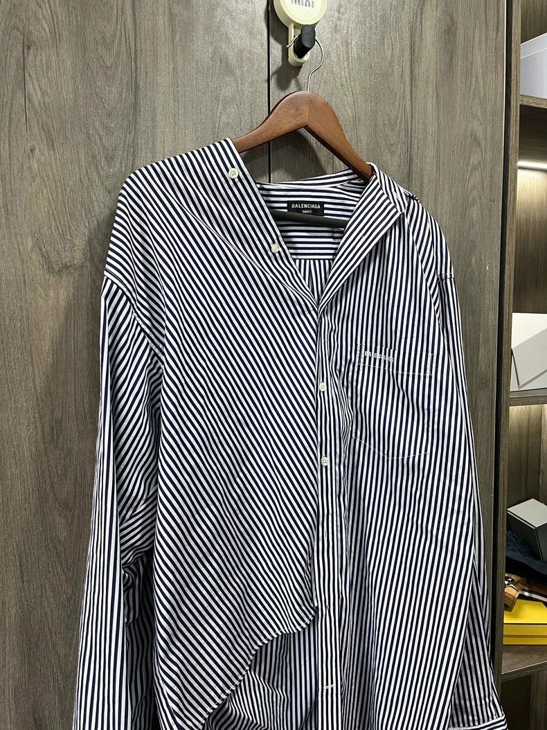 Balenciaga Balenciaga Striped Oversized Shirt XXS - dmc Size US XXS / EU 40 - 8 Thumbnail