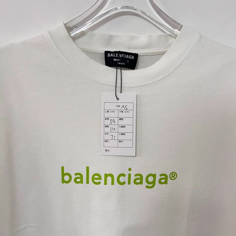Balenciaga Balenciaga Green Logo White T-shirt XS - dmc Size US XS / EU 42 / 0 - 2 Thumbnail