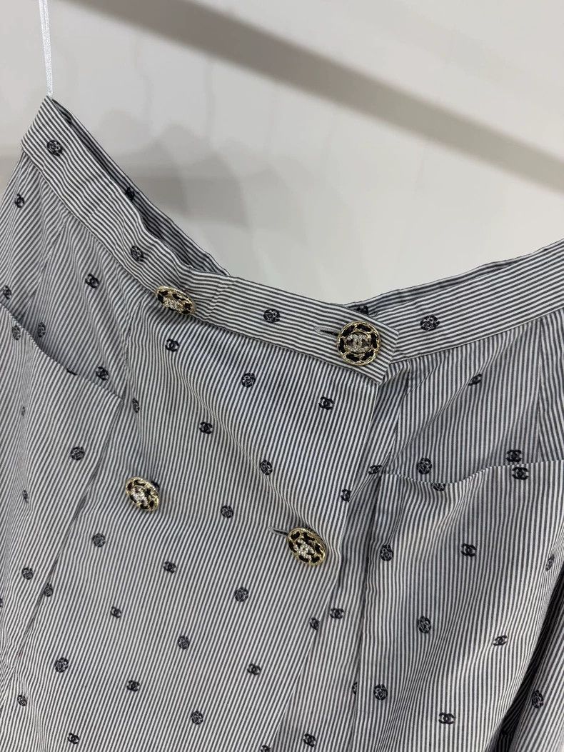 Chanel Chanel 22S Polka Dot Stripe Logo Skirt - dmc Size US 36 / EU 52 - 2 Thumbnail