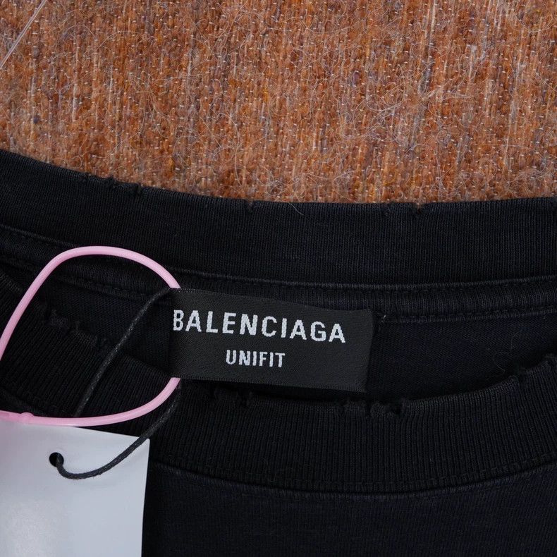 Balenciaga Balenciaga FREE Distressed Black Tee - dmc Size US M / EU 48-50 / 2 - 4 Thumbnail
