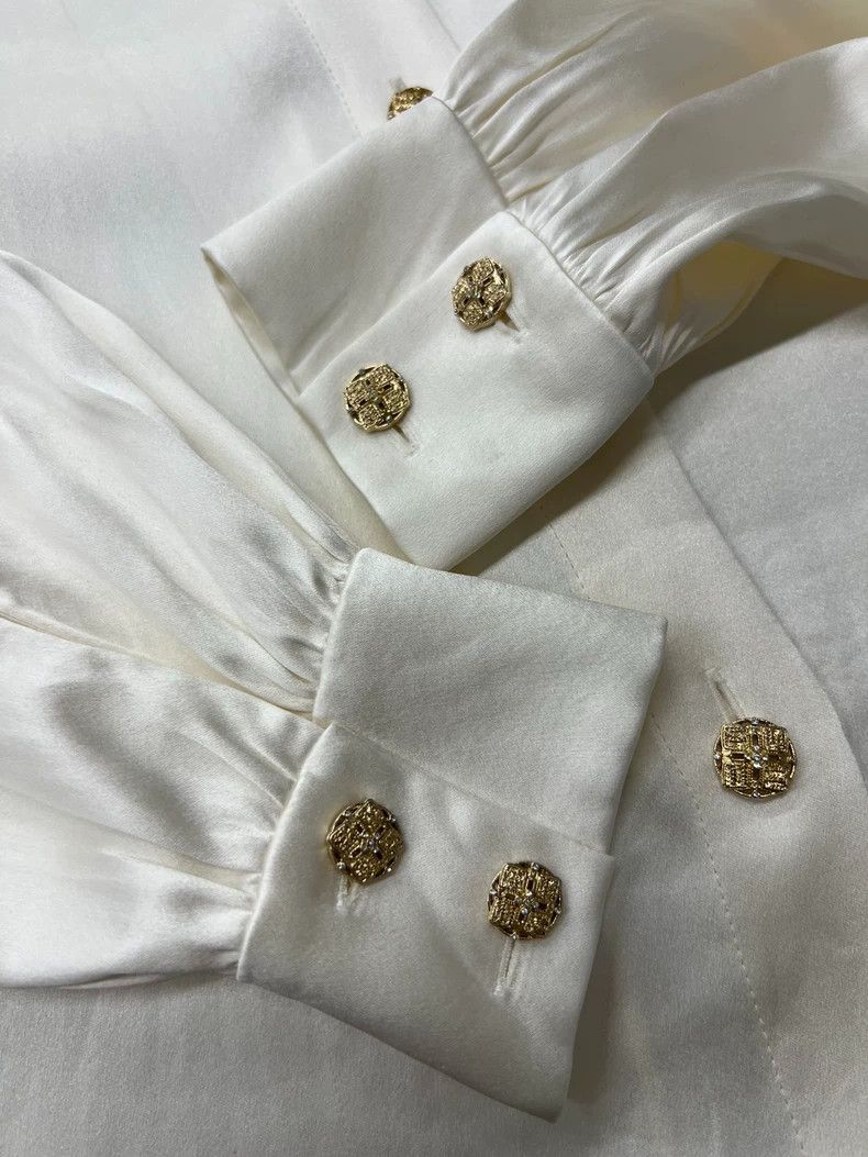 Chanel Chanel White Silk Long Sleeve Shirt - dmc Size US S / EU 44-46 / 1 - 4 Thumbnail