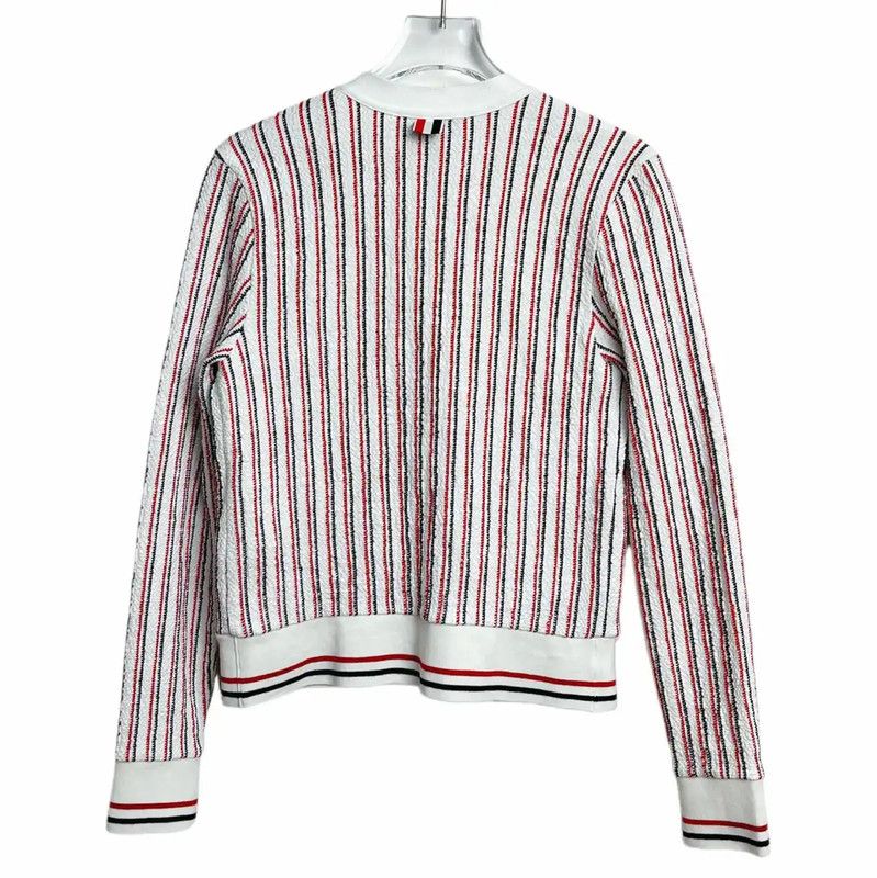 Thom Browne Thom Browne Women's White Striped Cardigan 0089 Size L / US 10 / IT 46 - 2 Thumbnail