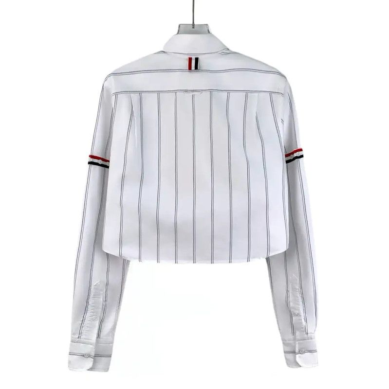 Thom Browne Thom Browne White Striped Cotton Shirt 0089 Size M / US 6-8 / IT 42-44 - 2 Thumbnail
