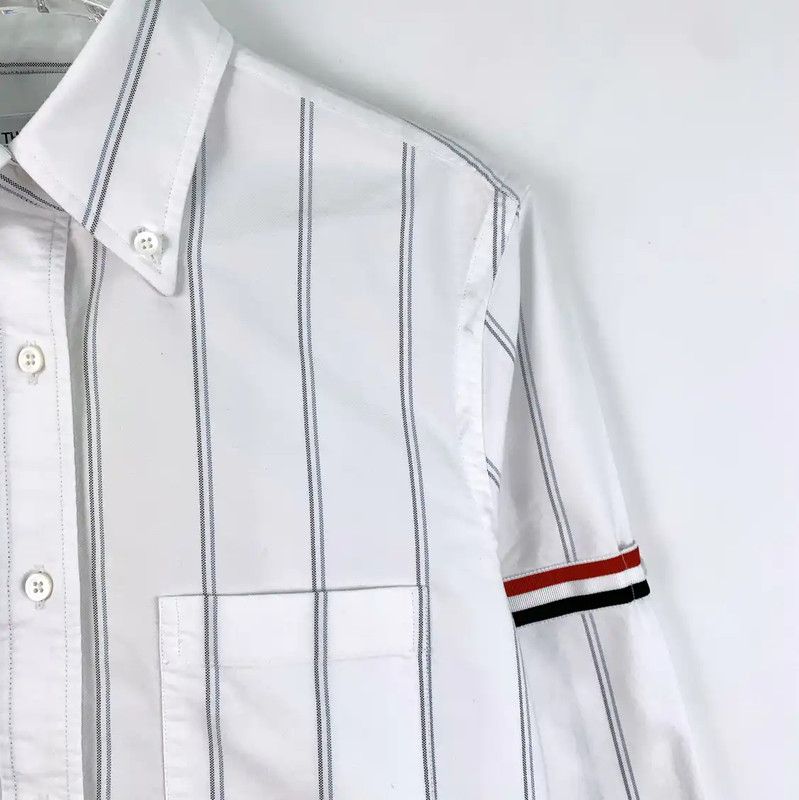 Thom Browne Thom Browne White Striped Cotton Shirt 0089 Size M / US 6-8 / IT 42-44 - 3 Thumbnail