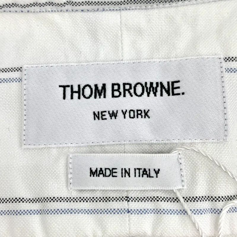 Thom Browne Thom Browne White Striped Cotton Shirt 0089 Size M / US 6-8 / IT 42-44 - 6 Thumbnail