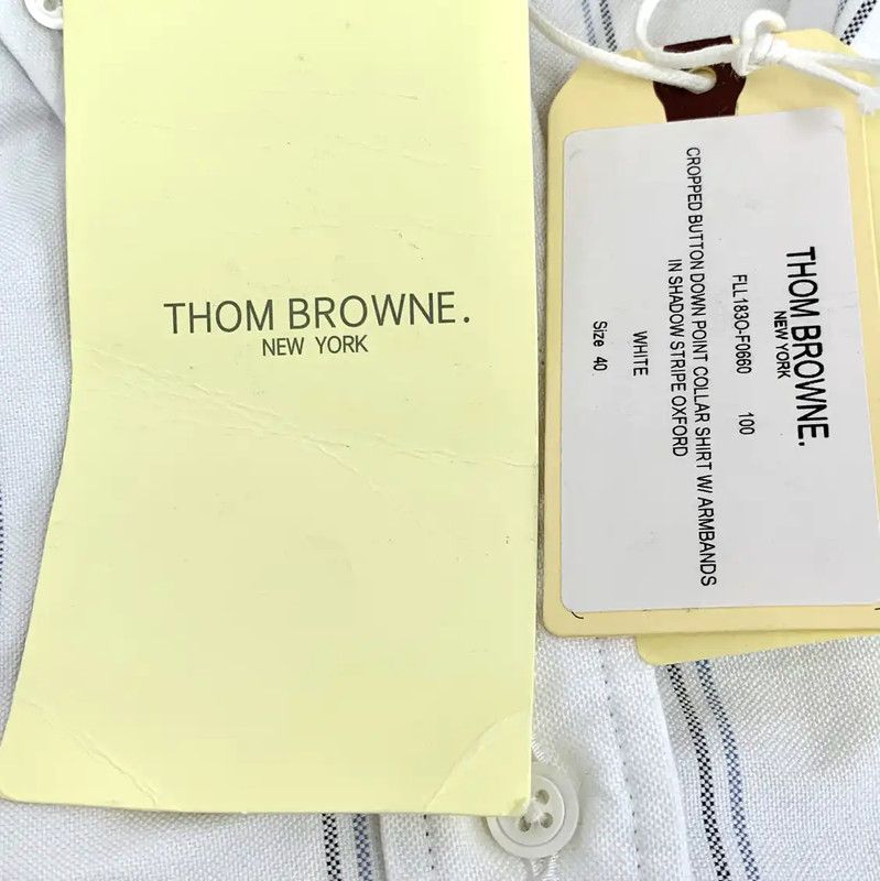 Thom Browne Thom Browne White Striped Cotton Shirt 0089 Size M / US 6-8 / IT 42-44 - 8 Thumbnail