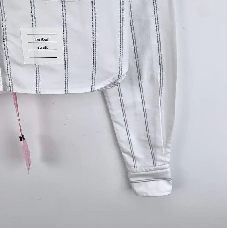 Thom Browne Thom Browne White Striped Cotton Shirt 0089 Size M / US 6-8 / IT 42-44 - 4 Thumbnail