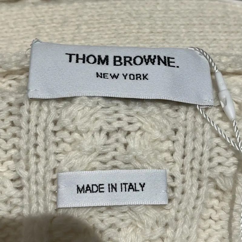 Thom Browne Thom Browne White Wool Cable Knit Cardigan 0089 Size S / US 4 / IT 40 - 3 Thumbnail