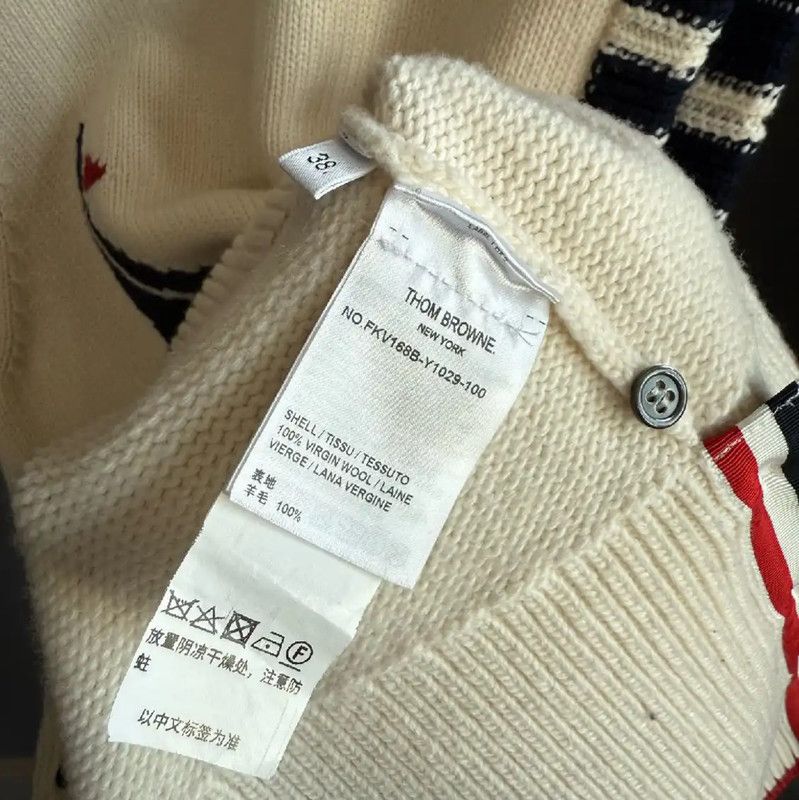 Thom Browne Thom Browne Women's Winter Cream Wool Sweater 0089 Size S / US 4 / IT 40 - 4 Thumbnail