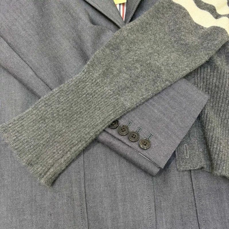 Thom Browne Thom Browne Women's Gray Wool Striped Jacket 0089 Size S / US 4 / IT 40 - 5 Thumbnail