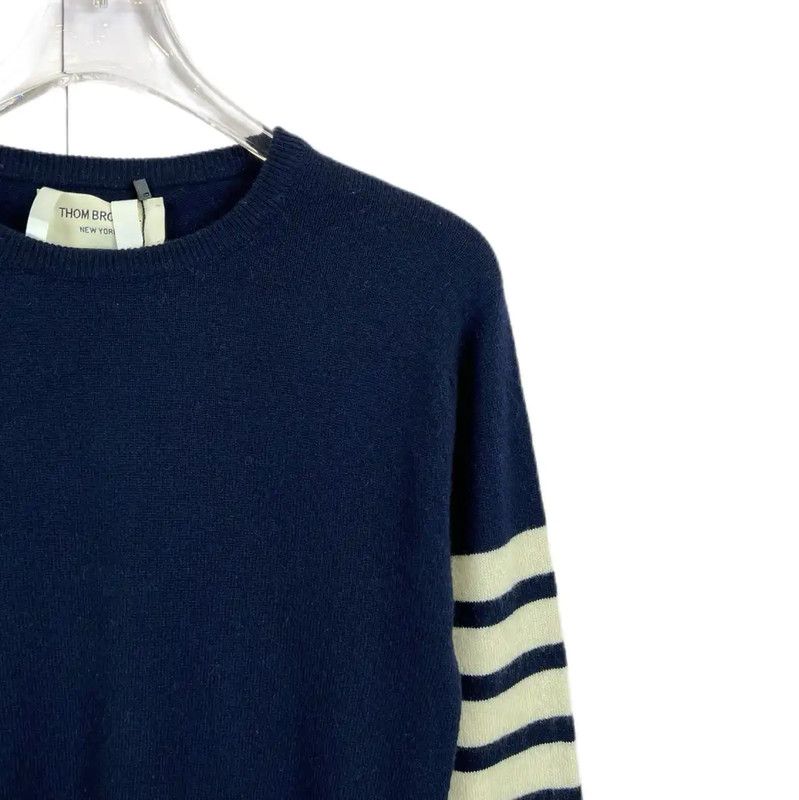 Thom Browne Thom Browne Blue Cashmere Sweater for Women 0089 Size M / US 6-8 / IT 42-44 - 3 Thumbnail