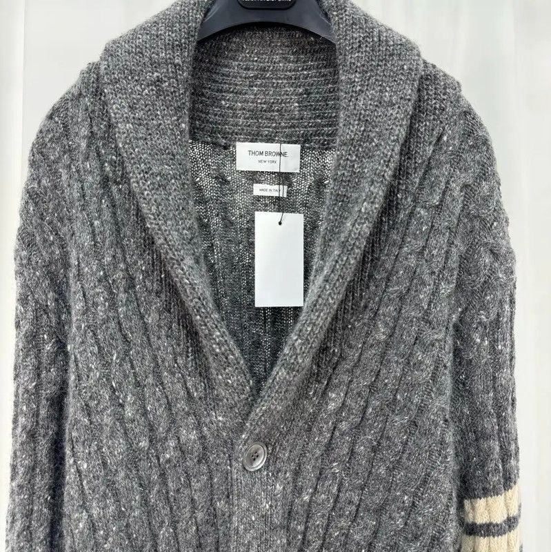 Thom Browne Thom Browne Gray Wool Striped Sweater 0089 Size S / US 4 / IT 40 - 3 Thumbnail