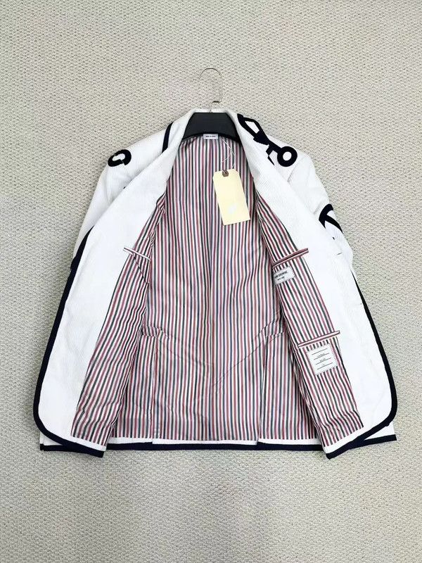 Thom Browne Thom Browne White Embroidered Logo Jacket 0089 Size S / US 4 / IT 40 - 4 Thumbnail