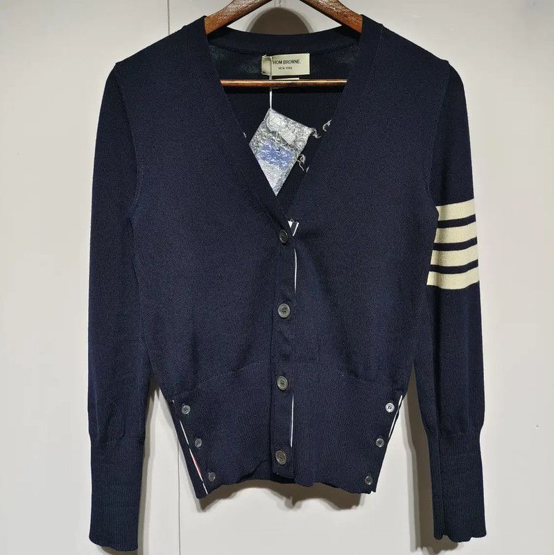 Thom Browne Thom Browne Navy Wool Cardigan with Unique Design 0089 Size M / US 6-8 / IT 42-44 - 2 Thumbnail