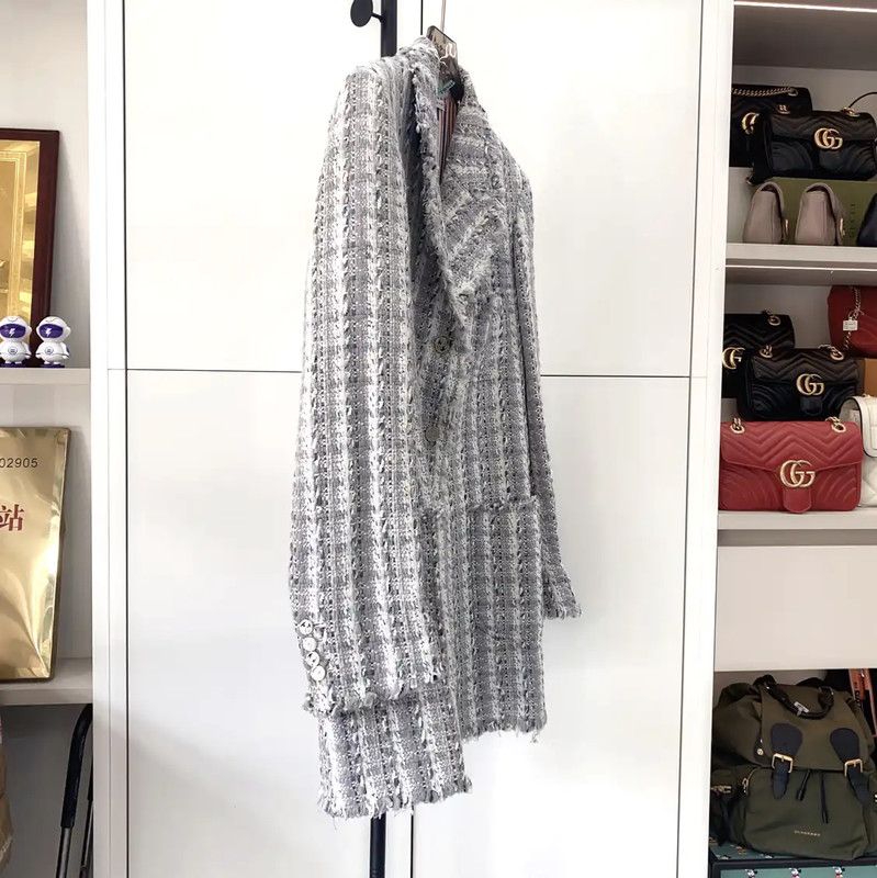 Thom Browne Thom Browne Gray Women's Overcoat Size L 0089 Size L / US 10 / IT 46 - 3 Thumbnail