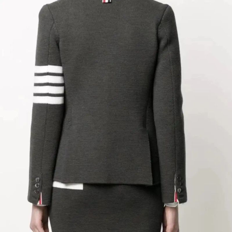 Thom Browne Thom Browne Gray Wool Cropped Cardigan 0089 Size L / US 10 / IT 46 - 6 Thumbnail