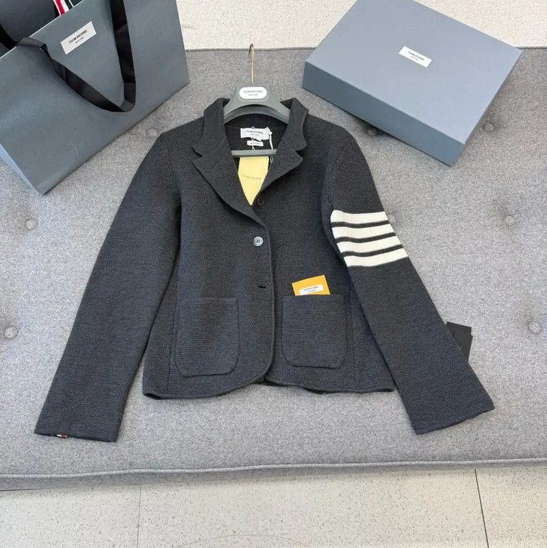 Thom Browne Thom Browne Gray Wool Cropped Cardigan 0089 Size L / US 10 / IT 46 - 3 Thumbnail