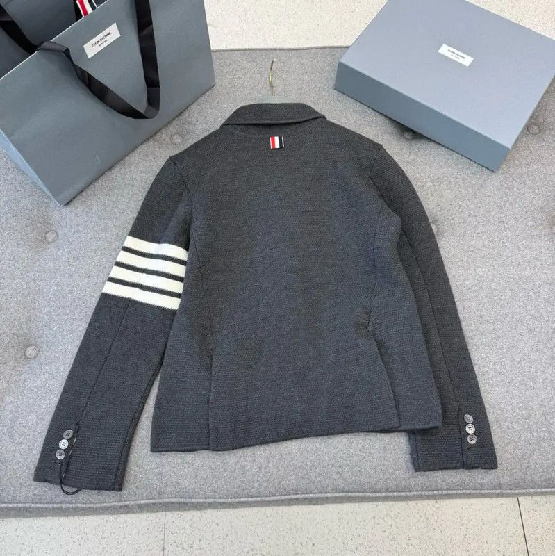 Thom Browne Thom Browne Gray Wool Cropped Cardigan 0089 Size L / US 10 / IT 46 - 4 Thumbnail