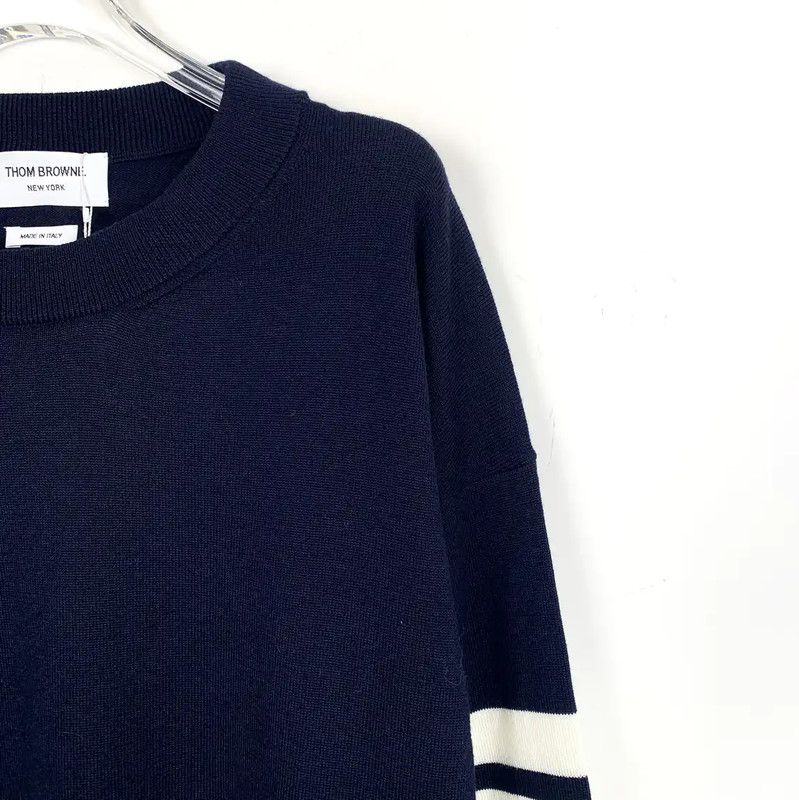 Thom Browne Thom Browne Women's Navy Wool Sweater 0089 Size S / US 4 / IT 40 - 3 Thumbnail