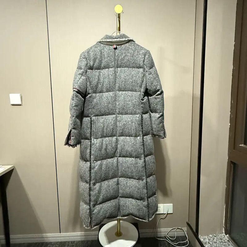 Thom Browne Thom Browne Gray Wool Logo Women's Down Coat 0089 Size ONE SIZE - 2 Thumbnail