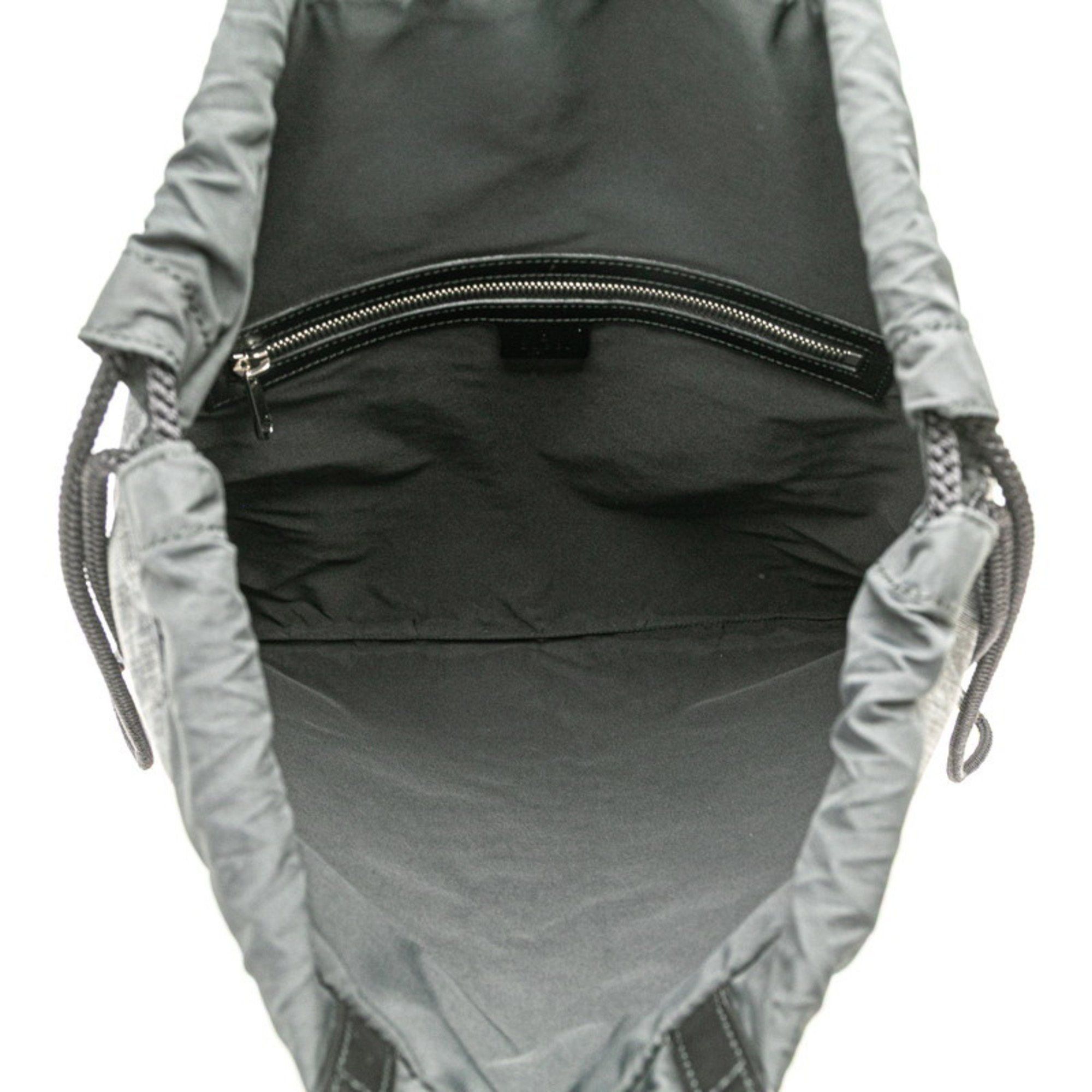 Gucci Gucci GG Supreme Sherry Line Drawstring Backpack 473872 Gray Black Leather Women's GUCCI Size ONE SIZE - 6 Thumbnail