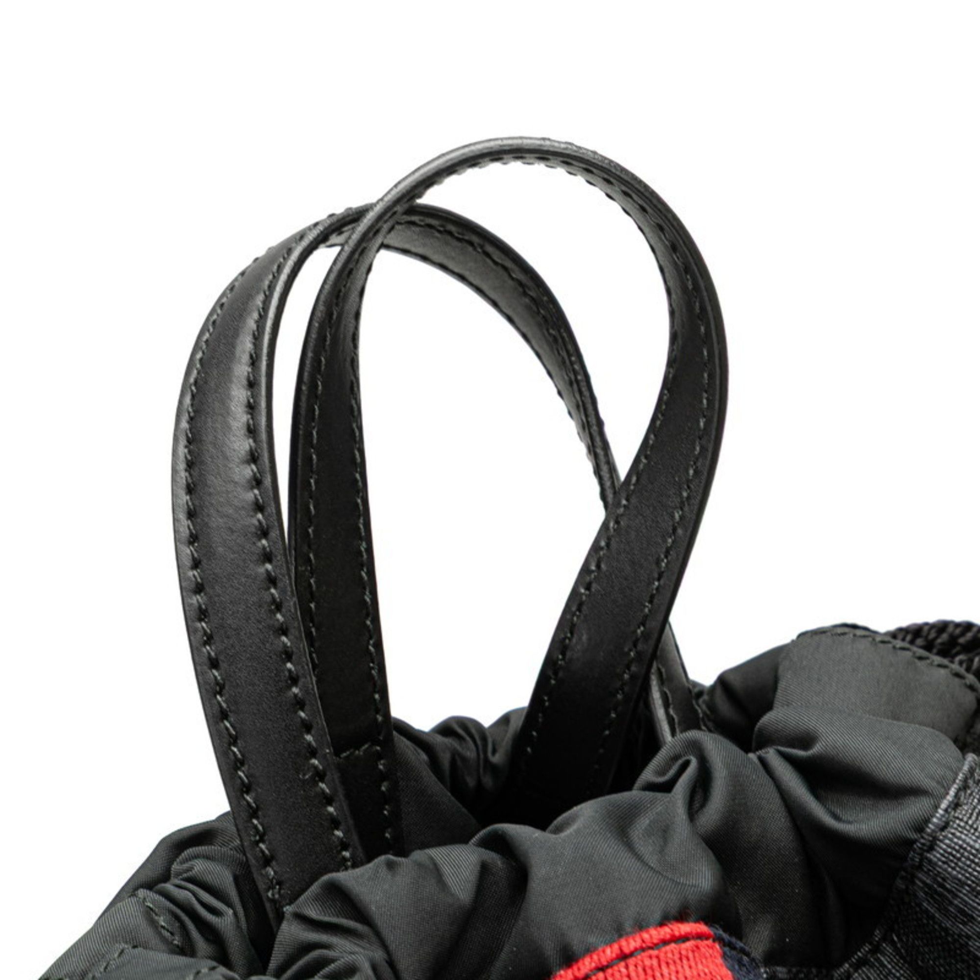 Gucci Gucci GG Supreme Sherry Line Drawstring Backpack 473872 Gray Black Leather Women's GUCCI Size ONE SIZE - 5 Thumbnail