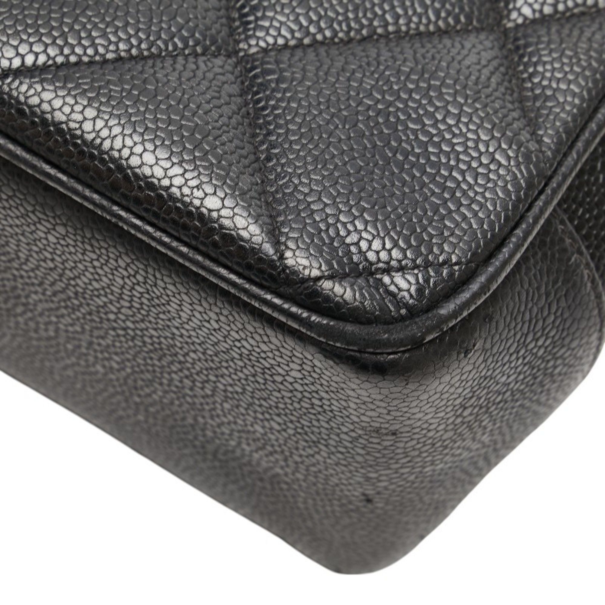 CHANEL Matelasse Coco Mark Chain Tote Bag, One-Shoulder Black Caviar Skin, Women's