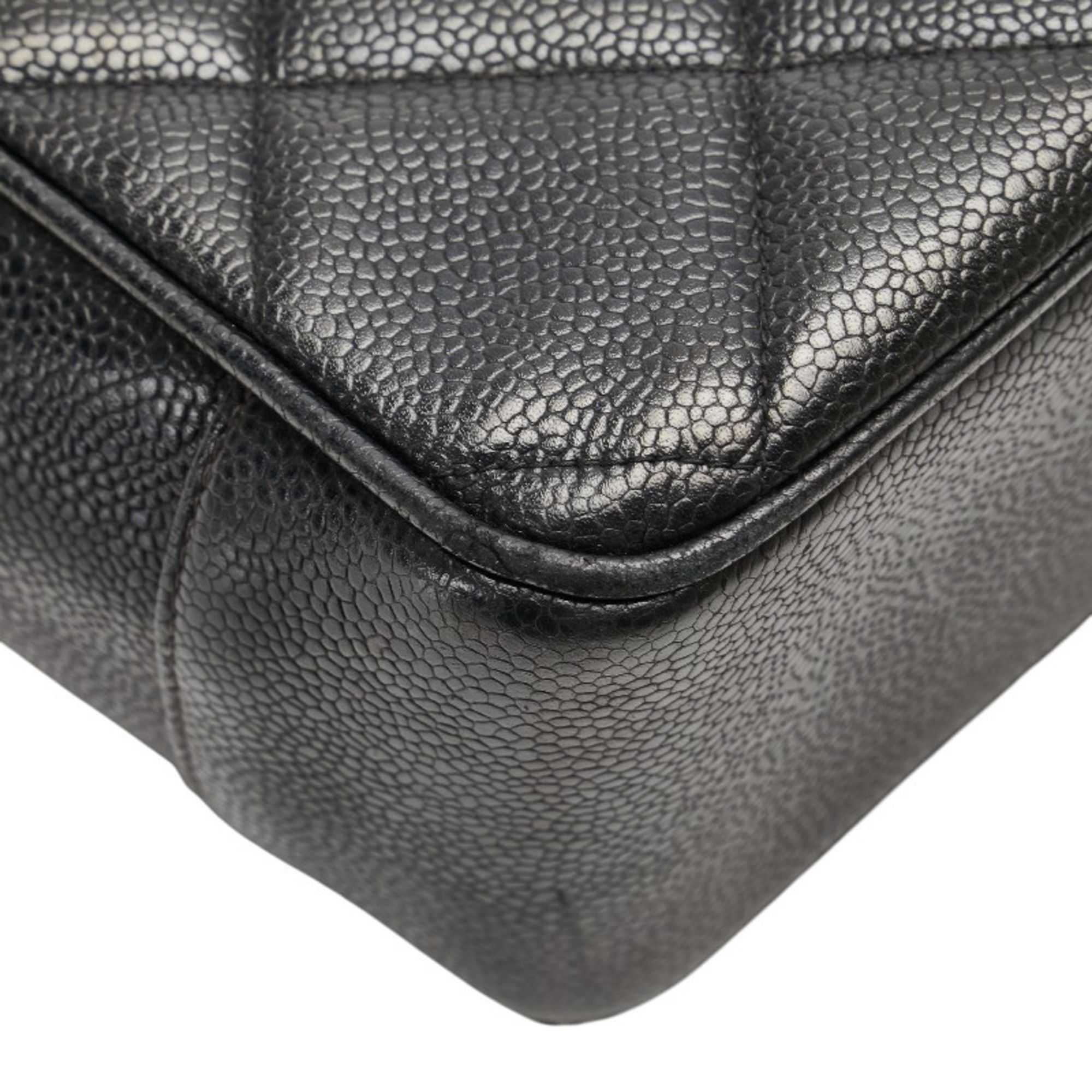 CHANEL Matelasse Coco Mark Chain Tote Bag, One-Shoulder Black Caviar Skin, Women's