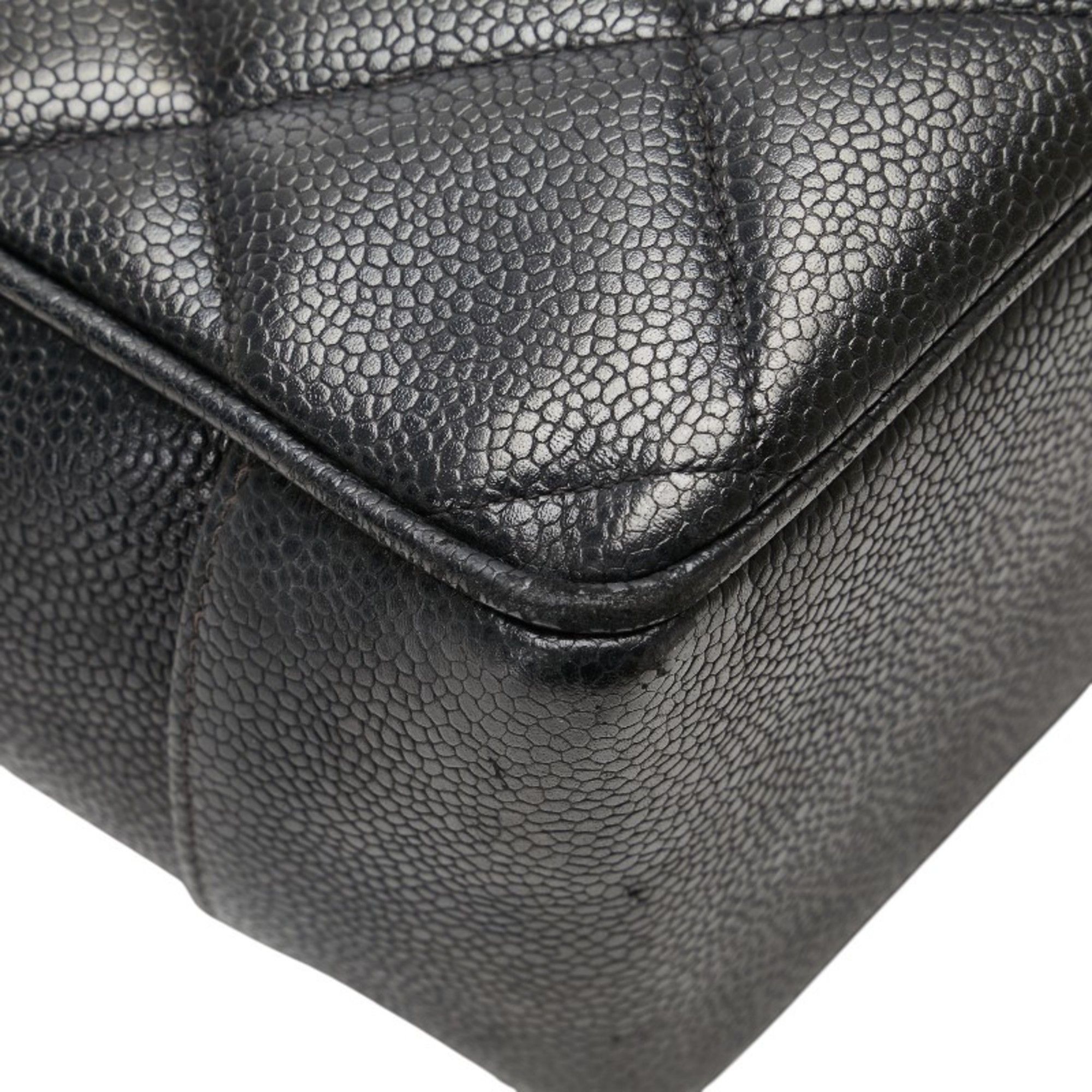 CHANEL Matelasse Coco Mark Chain Tote Bag, One-Shoulder Black Caviar Skin, Women's