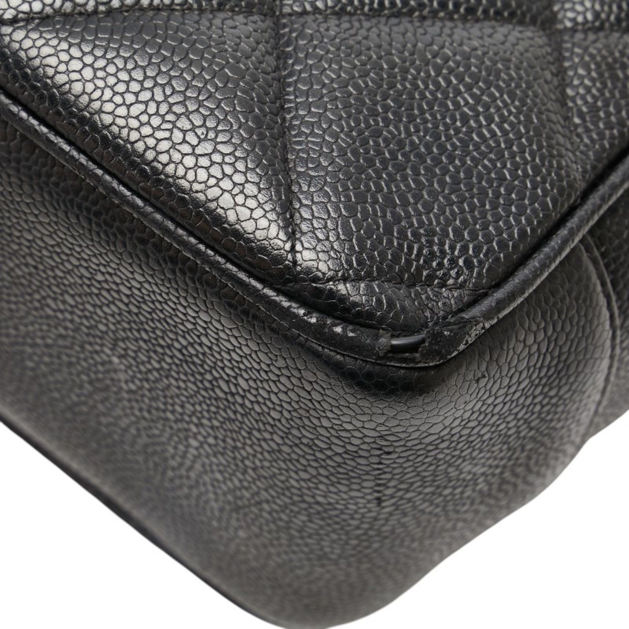 CHANEL Matelasse Coco Mark Chain Tote Bag, One-Shoulder Black Caviar Skin, Women's