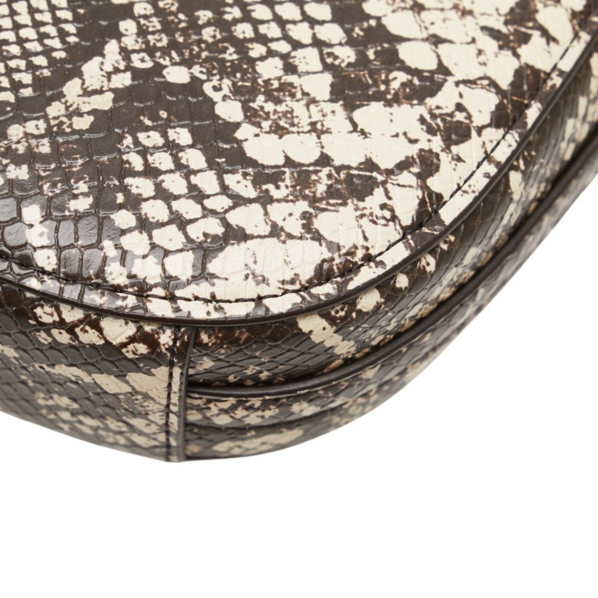 Michael Kors Michael Kors Python Embossed MK Logo Crossbody Shoulder Bag 35S4G6RC1Y Brown and Beige Leather Women's Size ONE SIZE - 6 Thumbnail