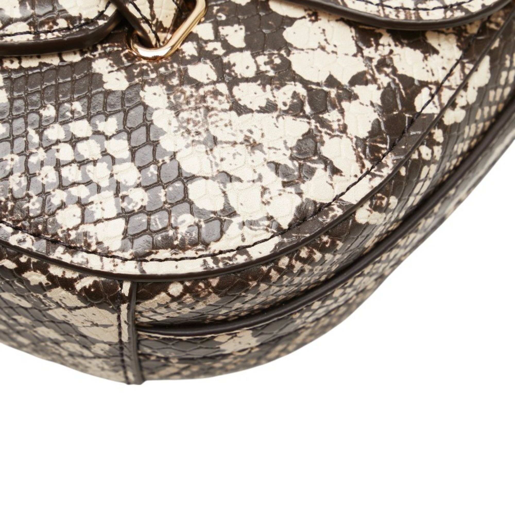 Michael Kors Michael Kors Python Embossed MK Logo Crossbody Shoulder Bag 35S4G6RC1Y Brown and Beige Leather Women's Size ONE SIZE - 5 Thumbnail