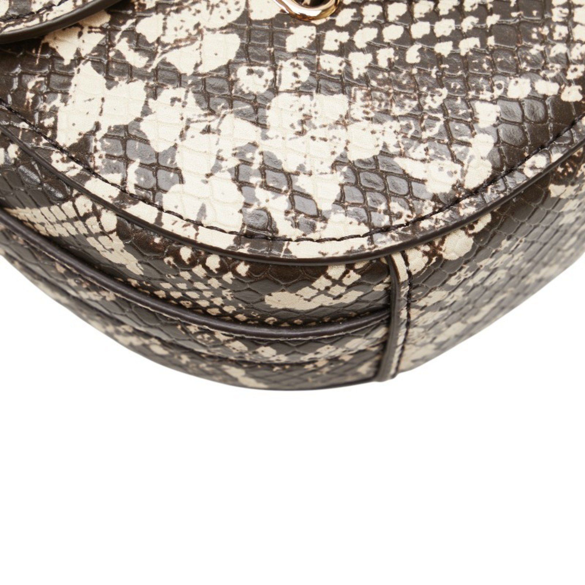 Michael Kors Michael Kors Python Embossed MK Logo Crossbody Shoulder Bag 35S4G6RC1Y Brown and Beige Leather Women's Size ONE SIZE - 4 Thumbnail