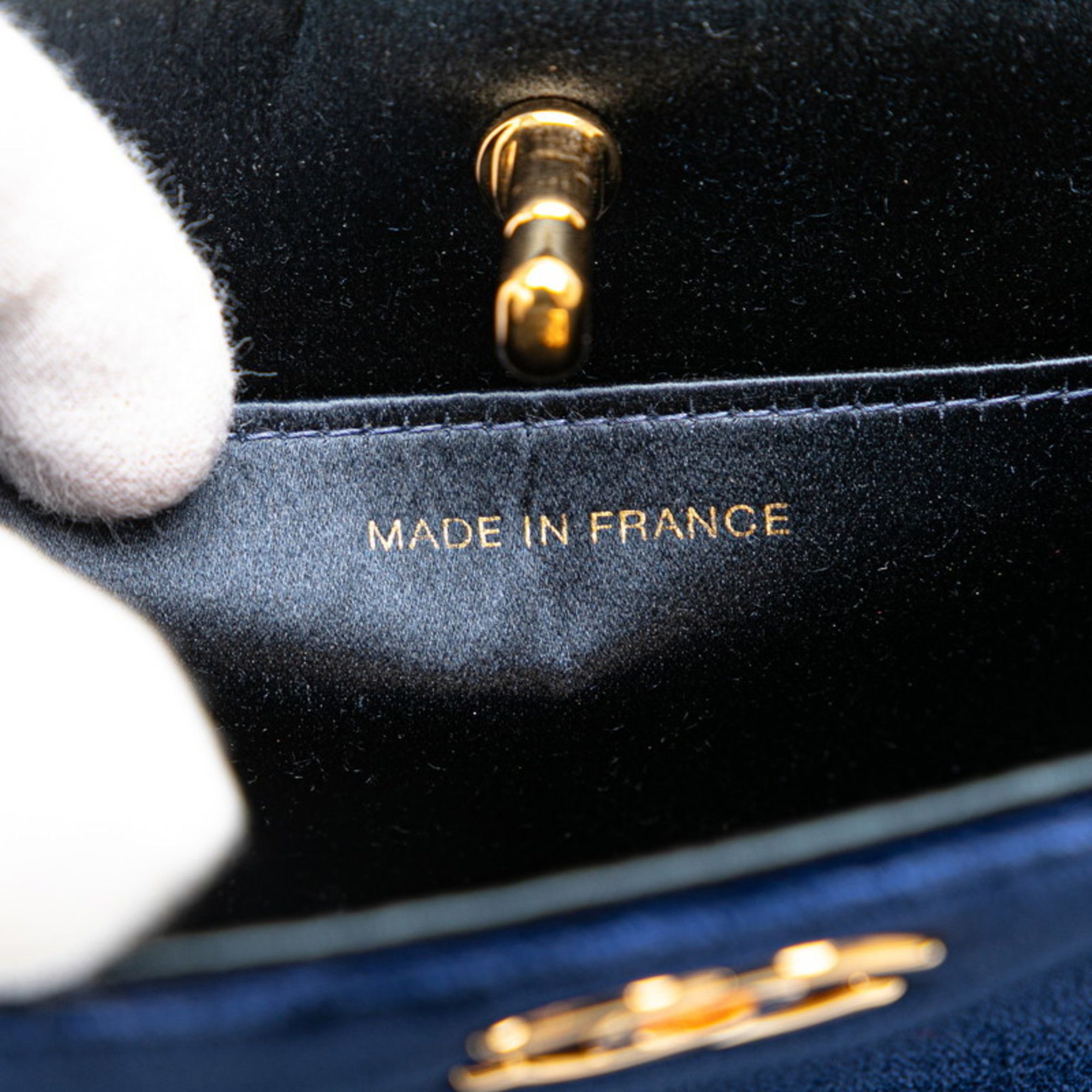 Chanel Chanel Coco Mark Mini Handbag Navy Velour Women's CHANEL Size ONE SIZE - 9 Thumbnail
