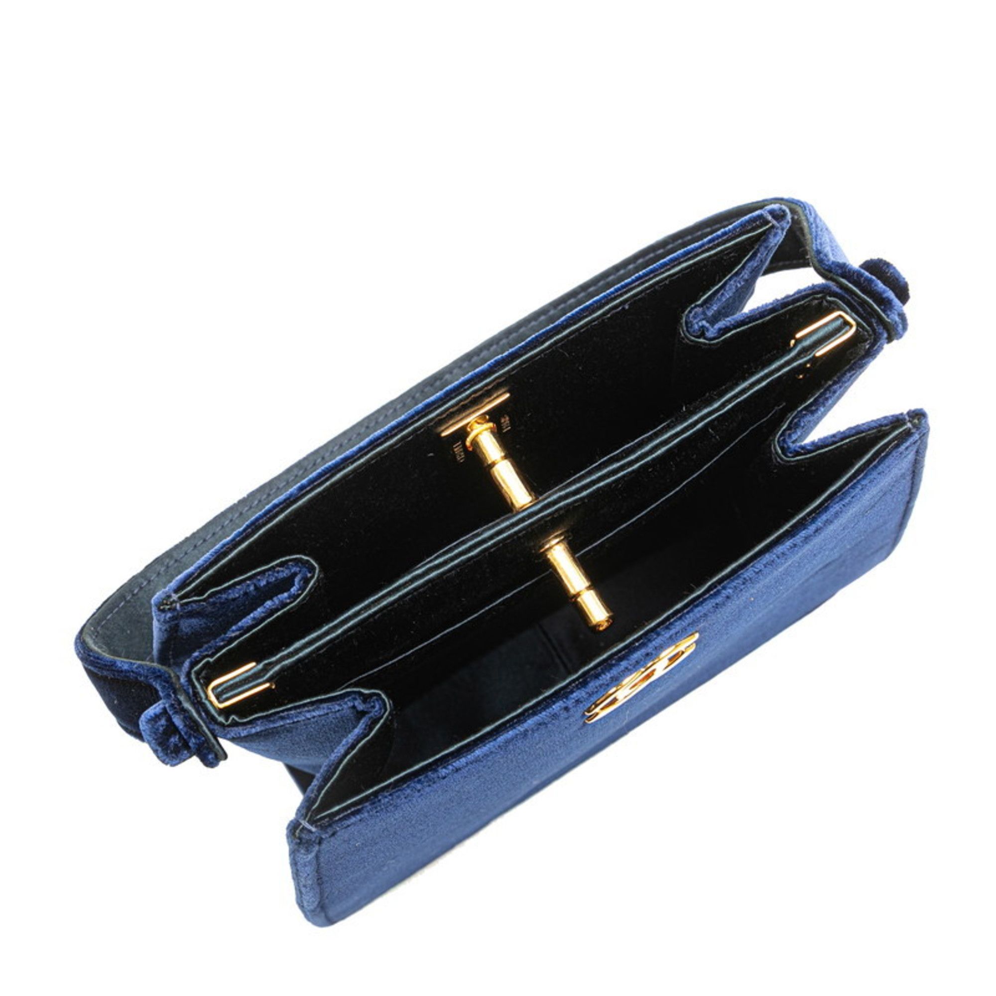 Chanel Chanel Coco Mark Mini Handbag Navy Velour Women's CHANEL Size ONE SIZE - 5 Thumbnail