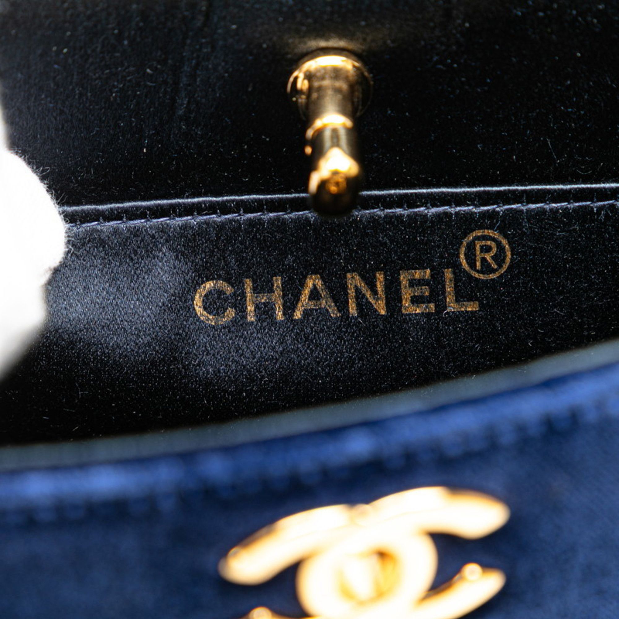 Chanel Chanel Coco Mark Mini Handbag Navy Velour Women's CHANEL Size ONE SIZE - 7 Thumbnail