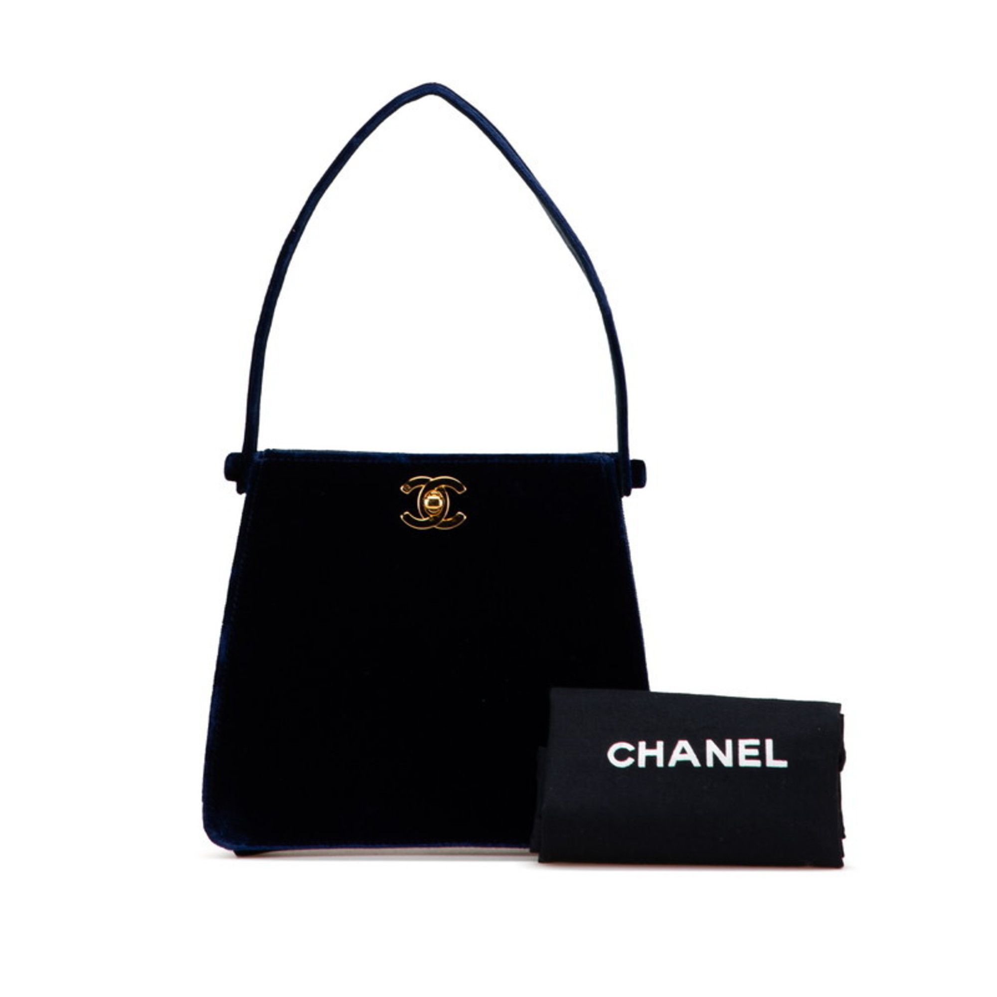 Chanel Chanel Coco Mark Mini Handbag Navy Velour Women's CHANEL Size ONE SIZE - 10 Thumbnail