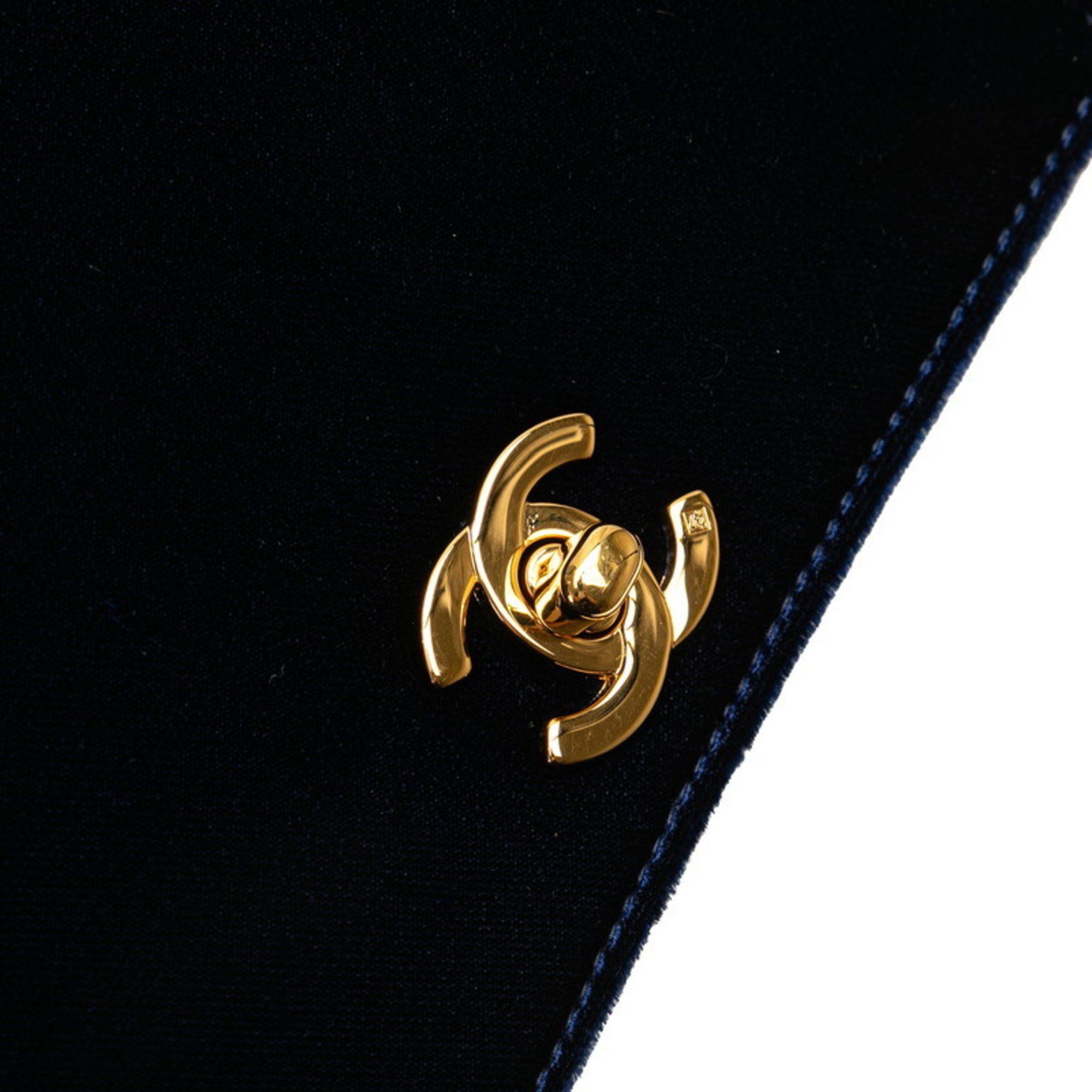 Chanel Chanel Coco Mark Mini Handbag Navy Velour Women's CHANEL Size ONE SIZE - 4 Thumbnail