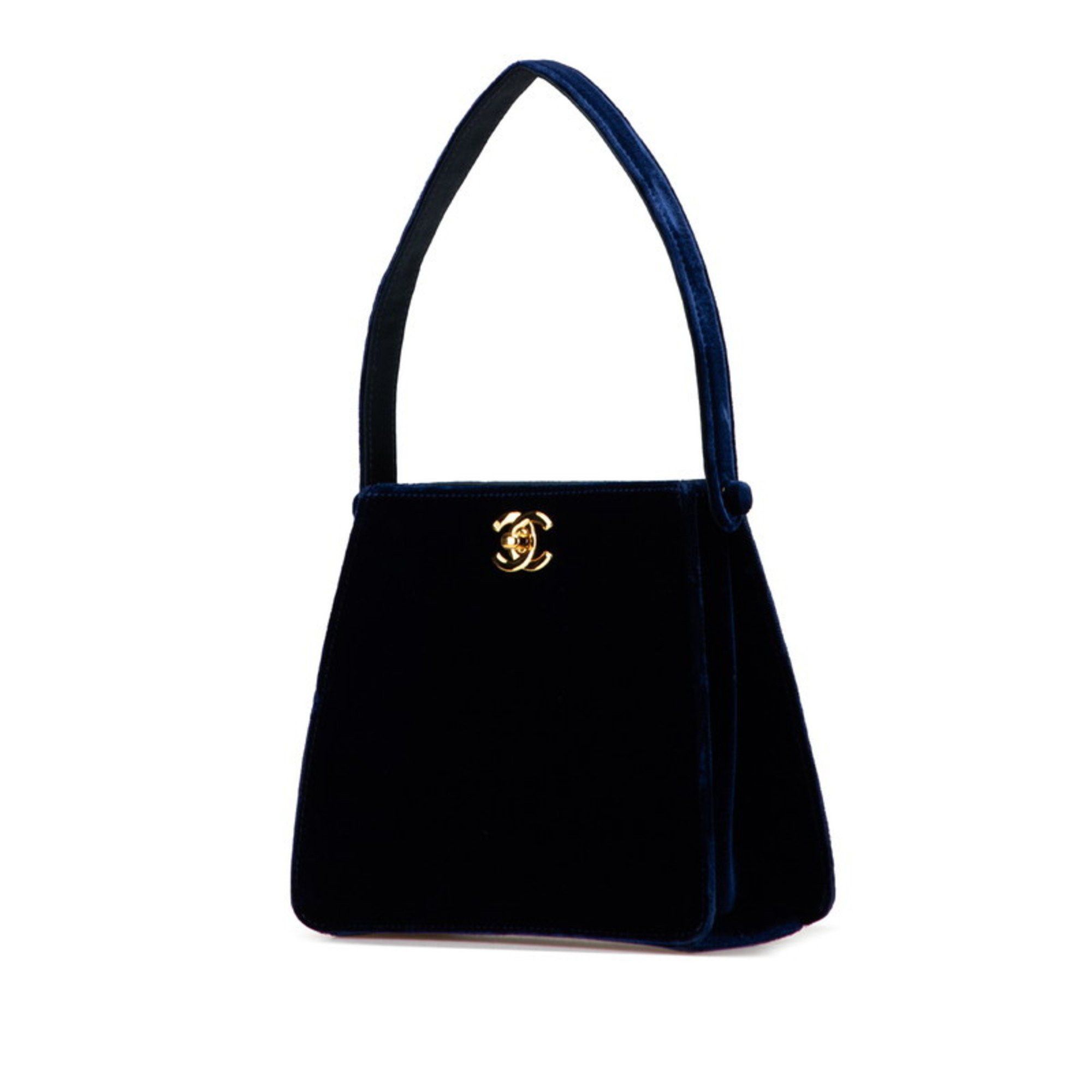 Chanel Chanel Coco Mark Mini Handbag Navy Velour Women's CHANEL Size ONE SIZE - 2 Thumbnail