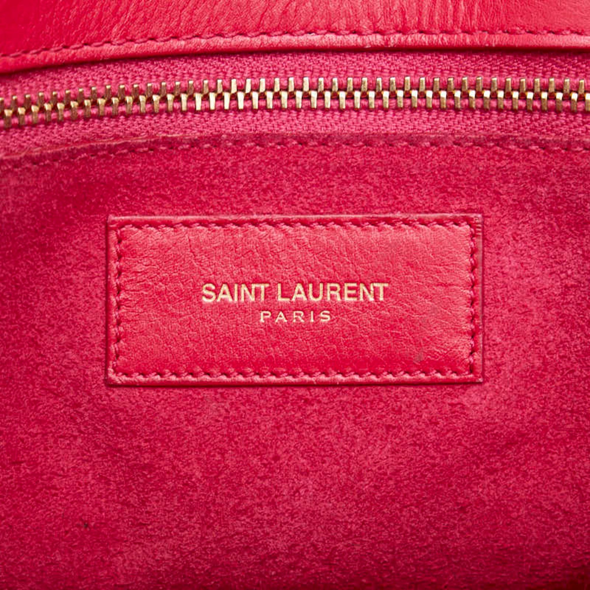Saint Laurent logo shoulder bag/handbag, 2-way, pink leather, women's, SAINT LAURENT