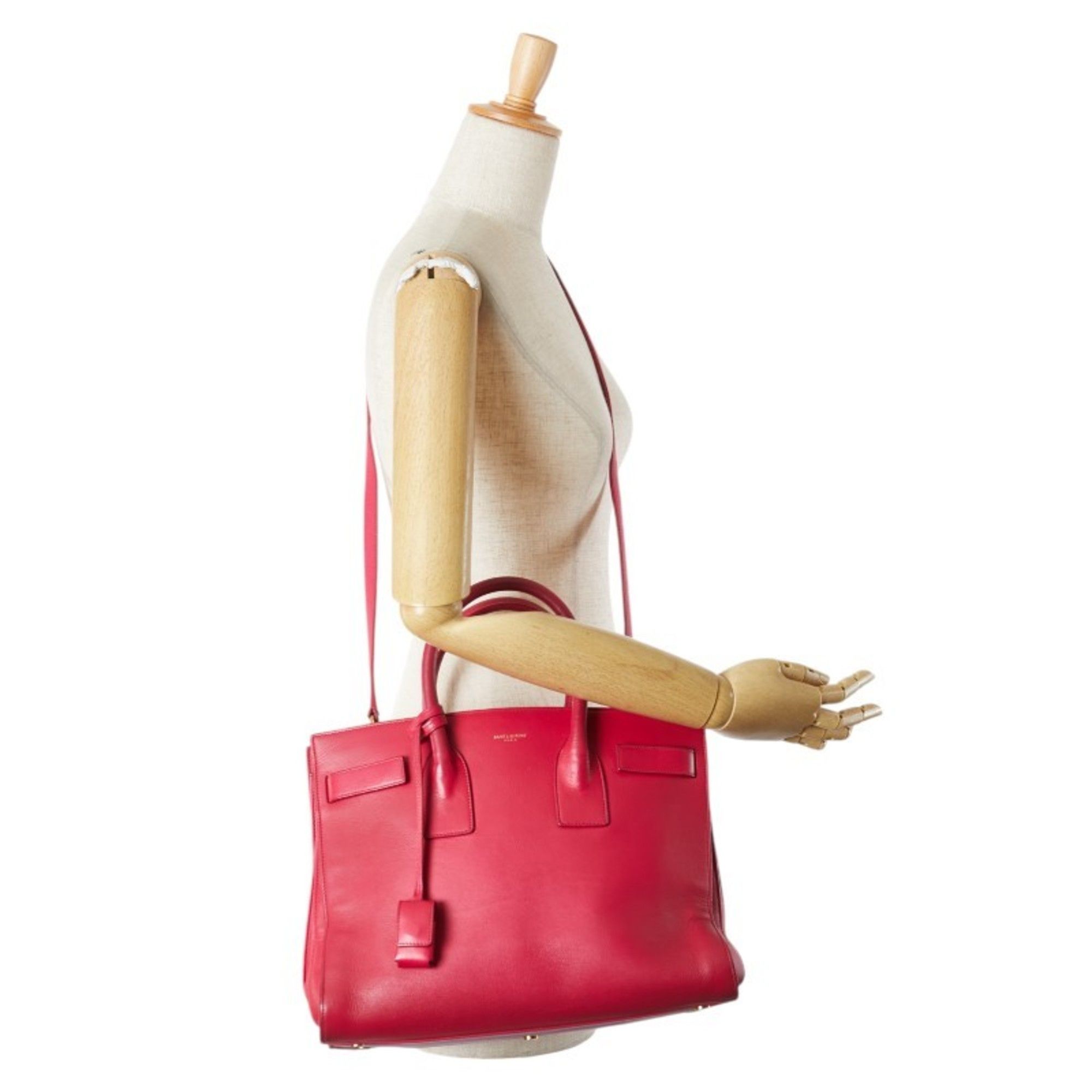 Saint Laurent logo shoulder bag/handbag, 2-way, pink leather, women's, SAINT LAURENT