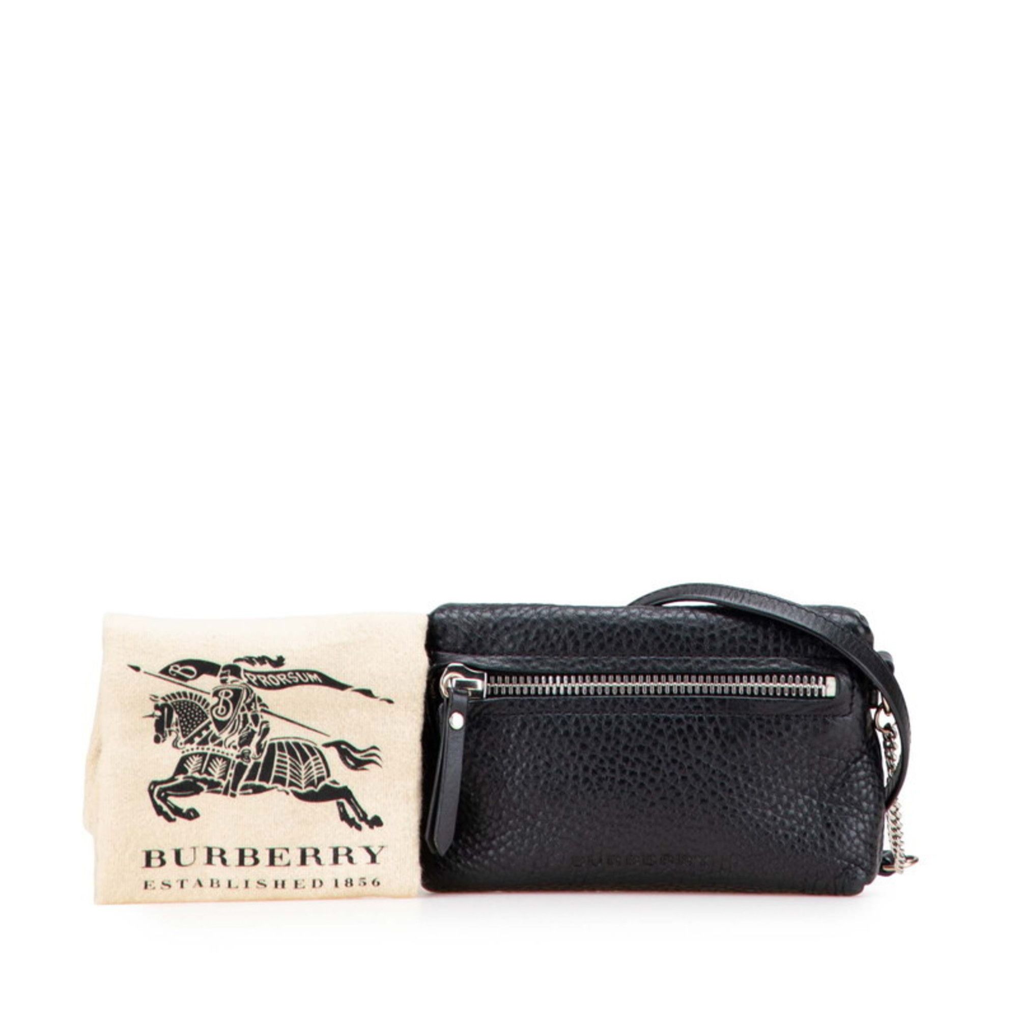 Burberry Burberry Nova Check Crossbody Shoulder Bag Pochette Black Leather Women's BURBERRY Size ONE SIZE - 12 Thumbnail