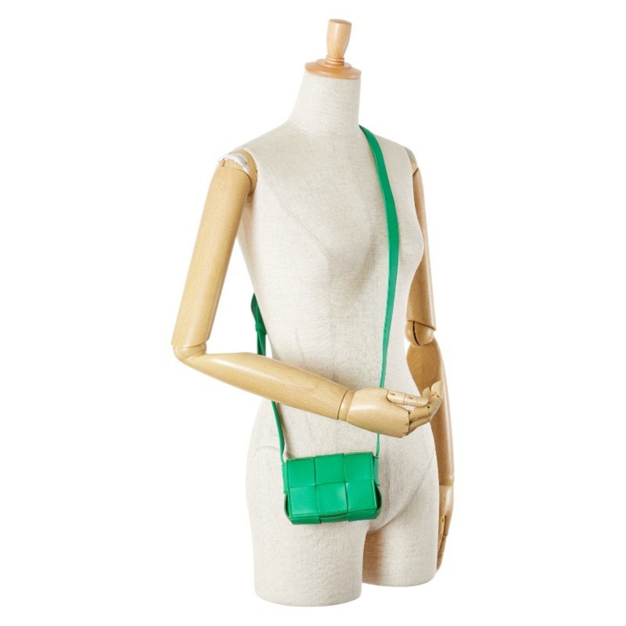 Bottega Veneta Bottega Veneta Candy Cassette Crossbody Shoulder Bag 667048 VCQ72 Paraquito Green Leather Women's BOTTEGAVENETA Size ONE SIZE - 7 Thumbnail