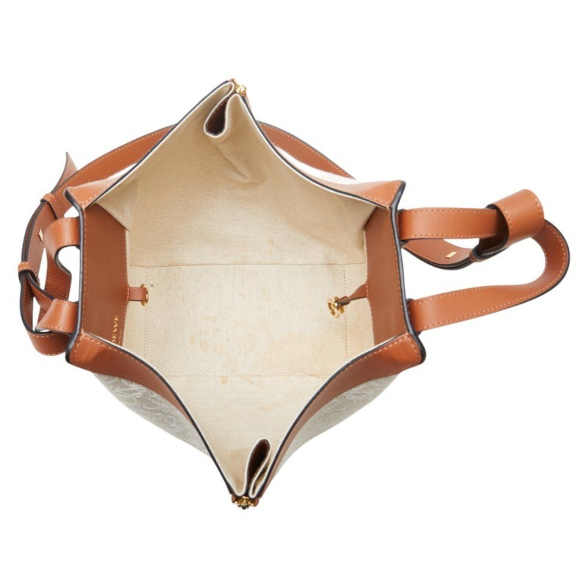 Loewe LOEWE Repeat Anagram Hammock Small Handbag/Shoulder Bag, 2-Way, Beige/Brown Canvas and Leather, Women's Size ONE SIZE - 9 Thumbnail