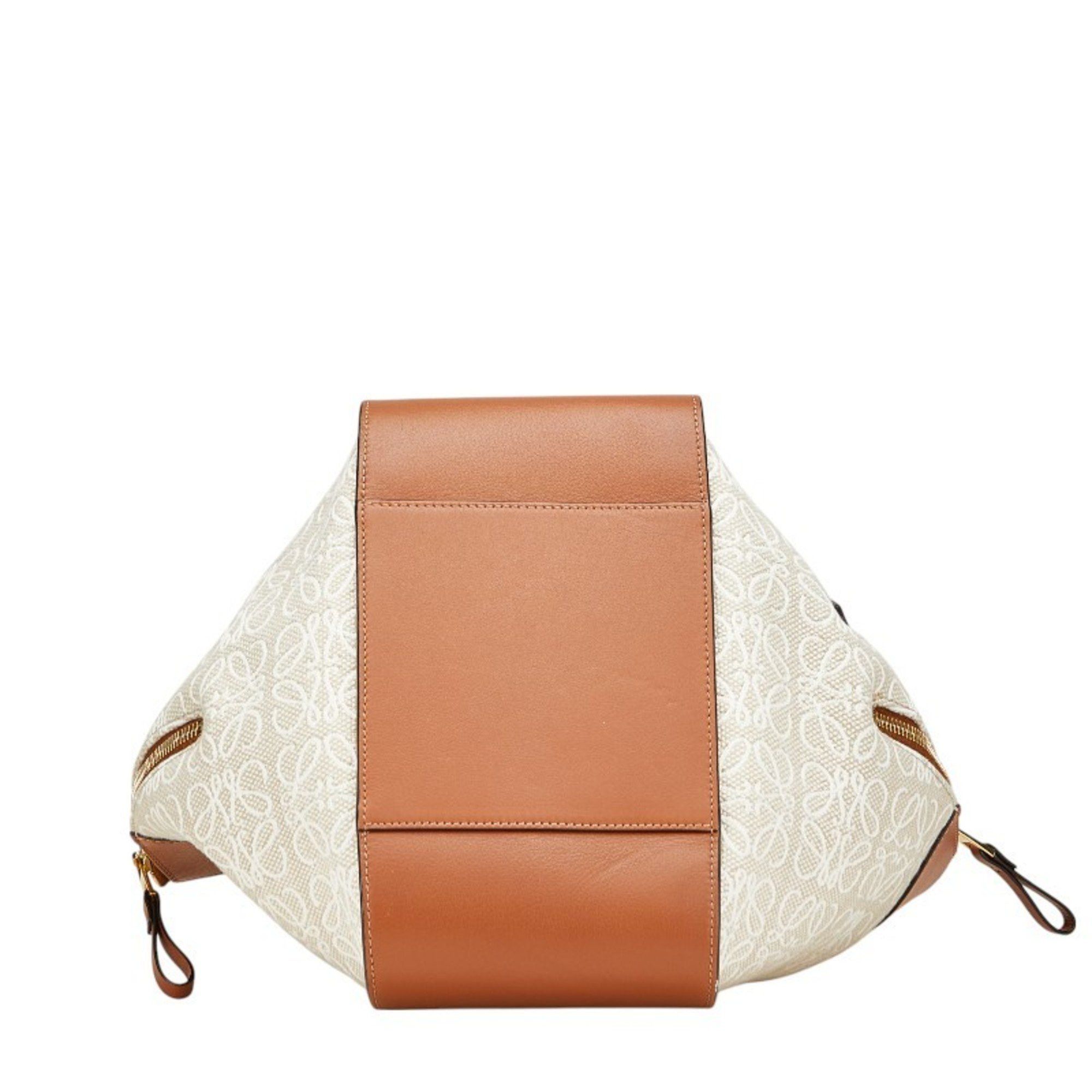 Loewe LOEWE Repeat Anagram Hammock Small Handbag/Shoulder Bag, 2-Way, Beige/Brown Canvas and Leather, Women's Size ONE SIZE - 3 Thumbnail