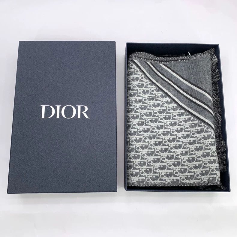 Dior Dior Oblique Gray Logo Wool Scarf - dmc Size ONE SIZE - 9 Thumbnail