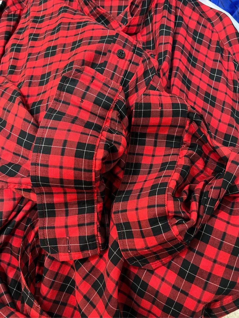 Balenciaga Balenciaga Red Logo Plaid Shirt - dmc Size US XS / EU 42 / 0 - 5 Thumbnail